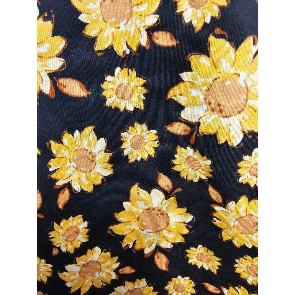 Children's Place Black Dress with Sunflowers Knee Length Short‎ Slv Size XL 14